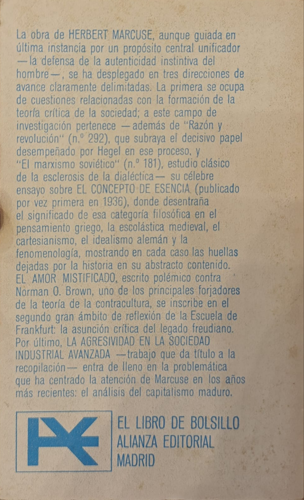 LA AGRESIVIDAD EN LA SOCIEDAD INDUSTRIAL AVANZADA