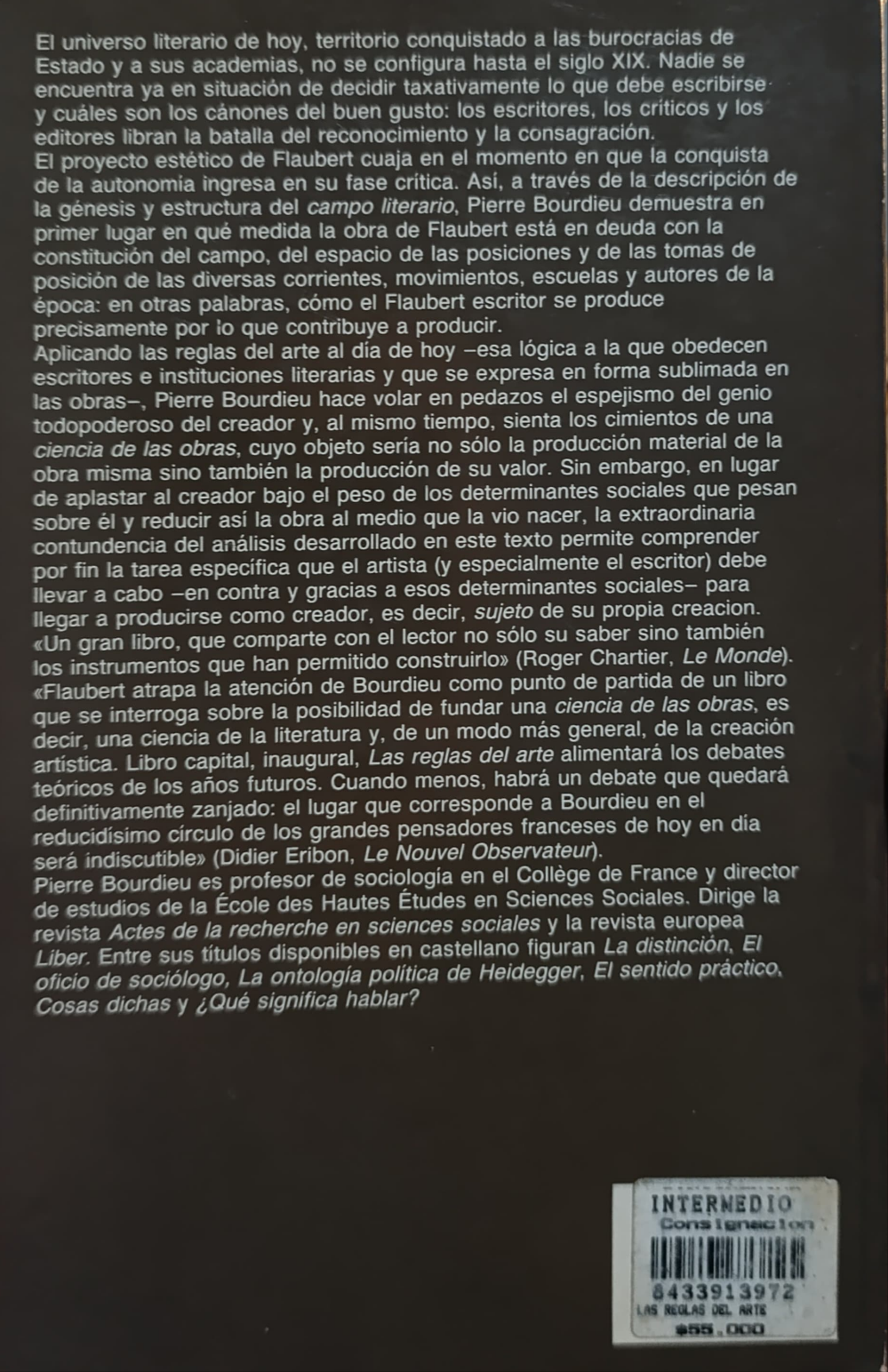 LAS REGLAS DEL ARTE génesis y estructura del campo literario