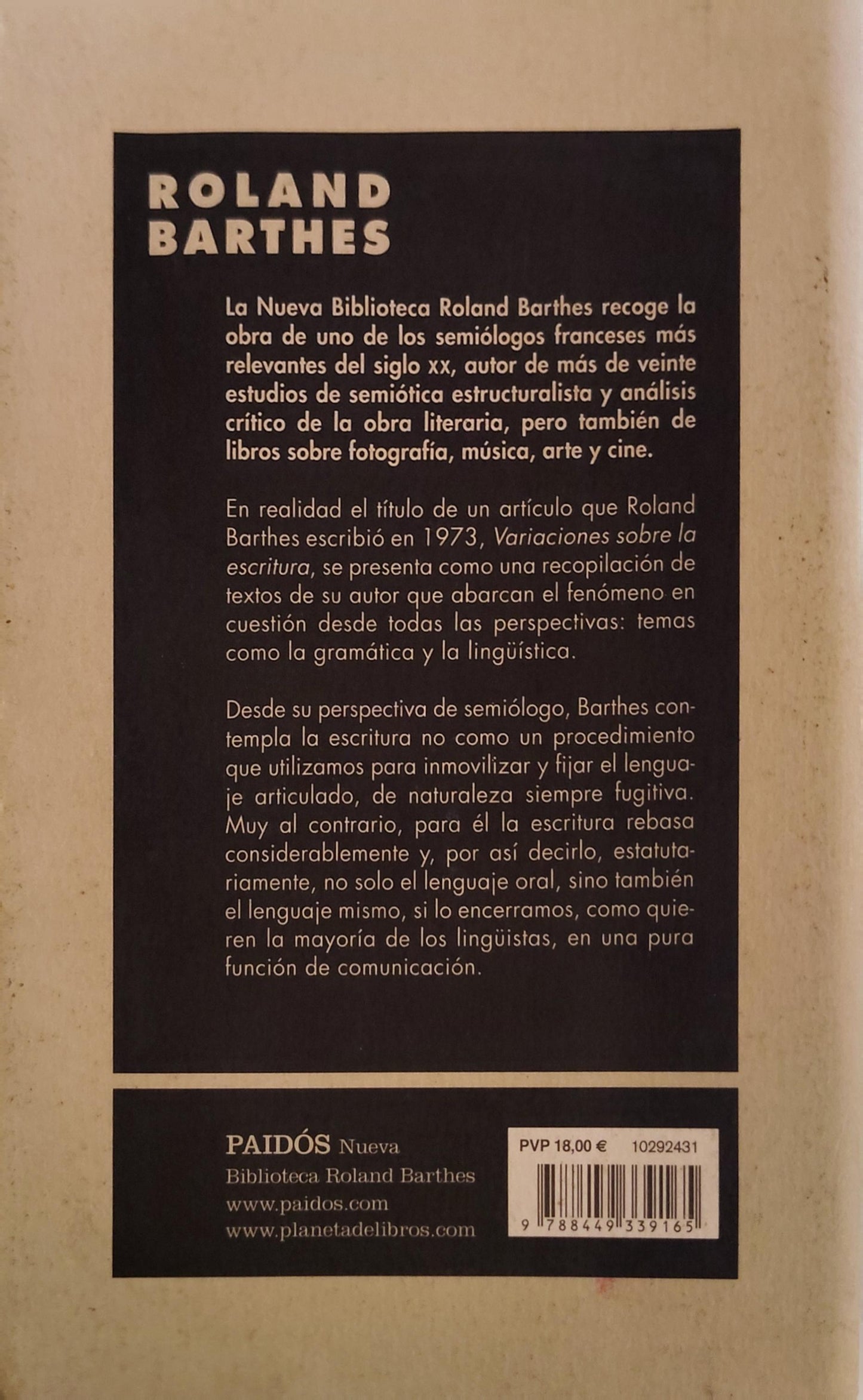 VARIACIONES SOBRE LA ESCRITURA