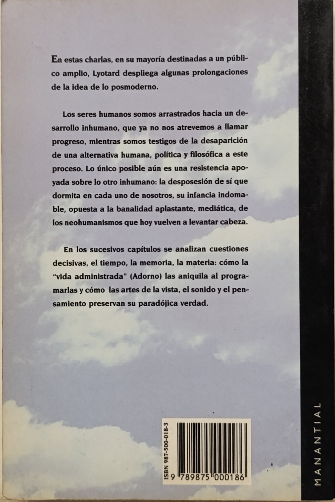 LO INHUMANO/ JEAN FRANCOIS LYOTARD