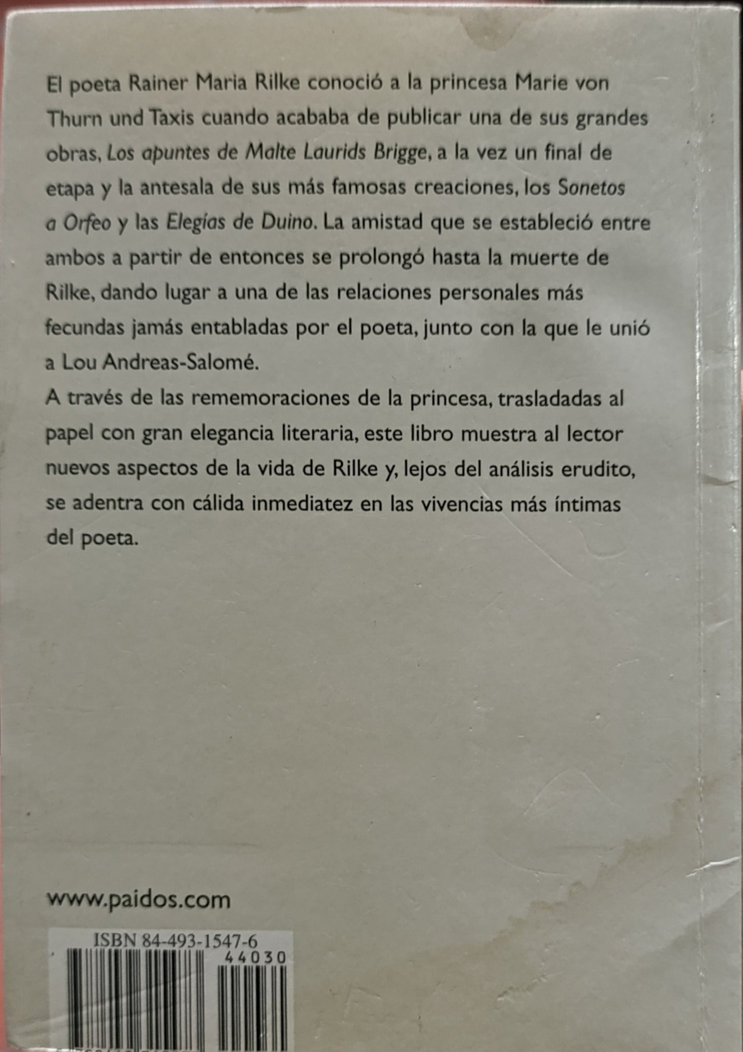 RECUERDOS DE RAINER MARIA RILKE