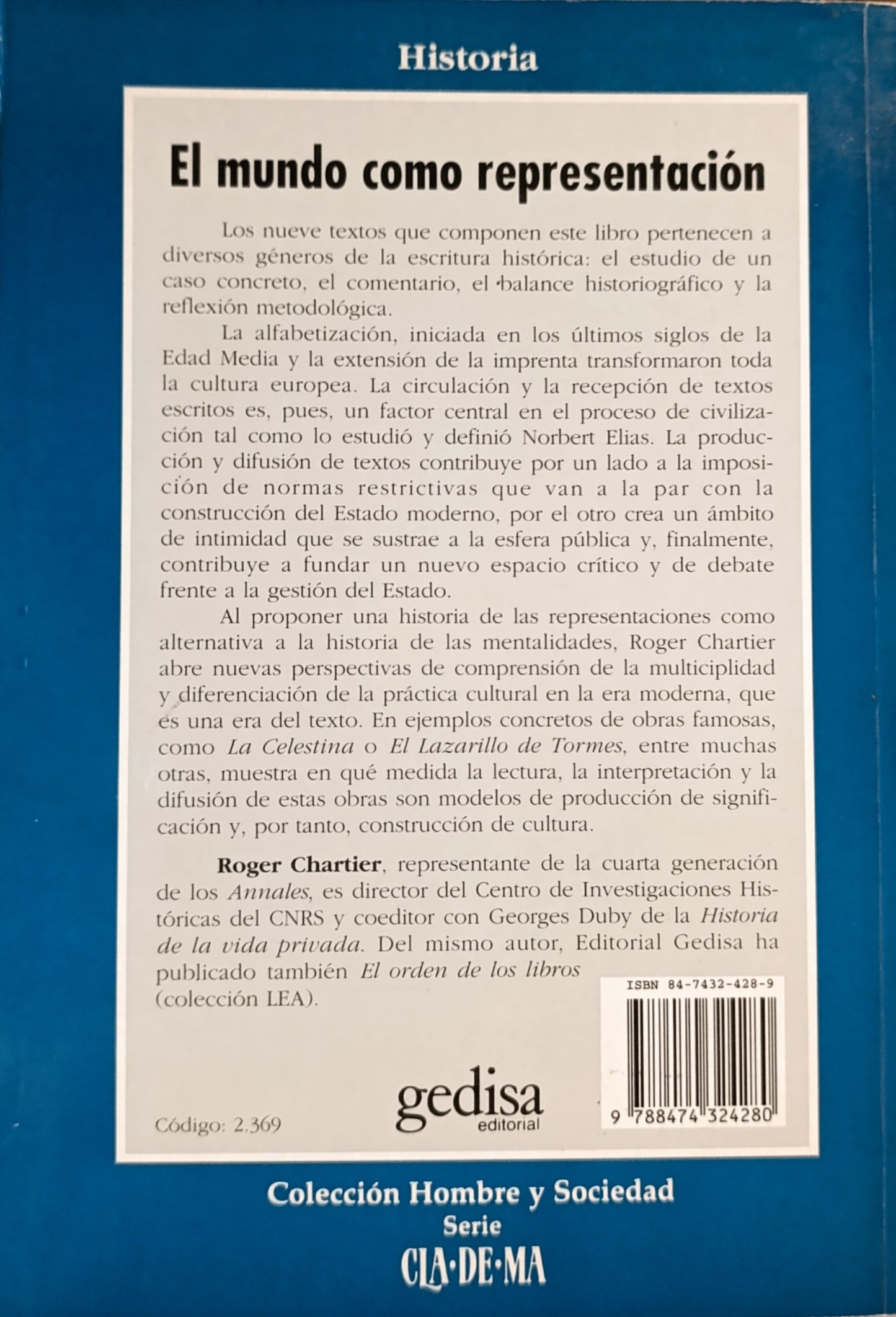 EL MUNDO COMO REPRESENTACION/ ROGER CHARTIER