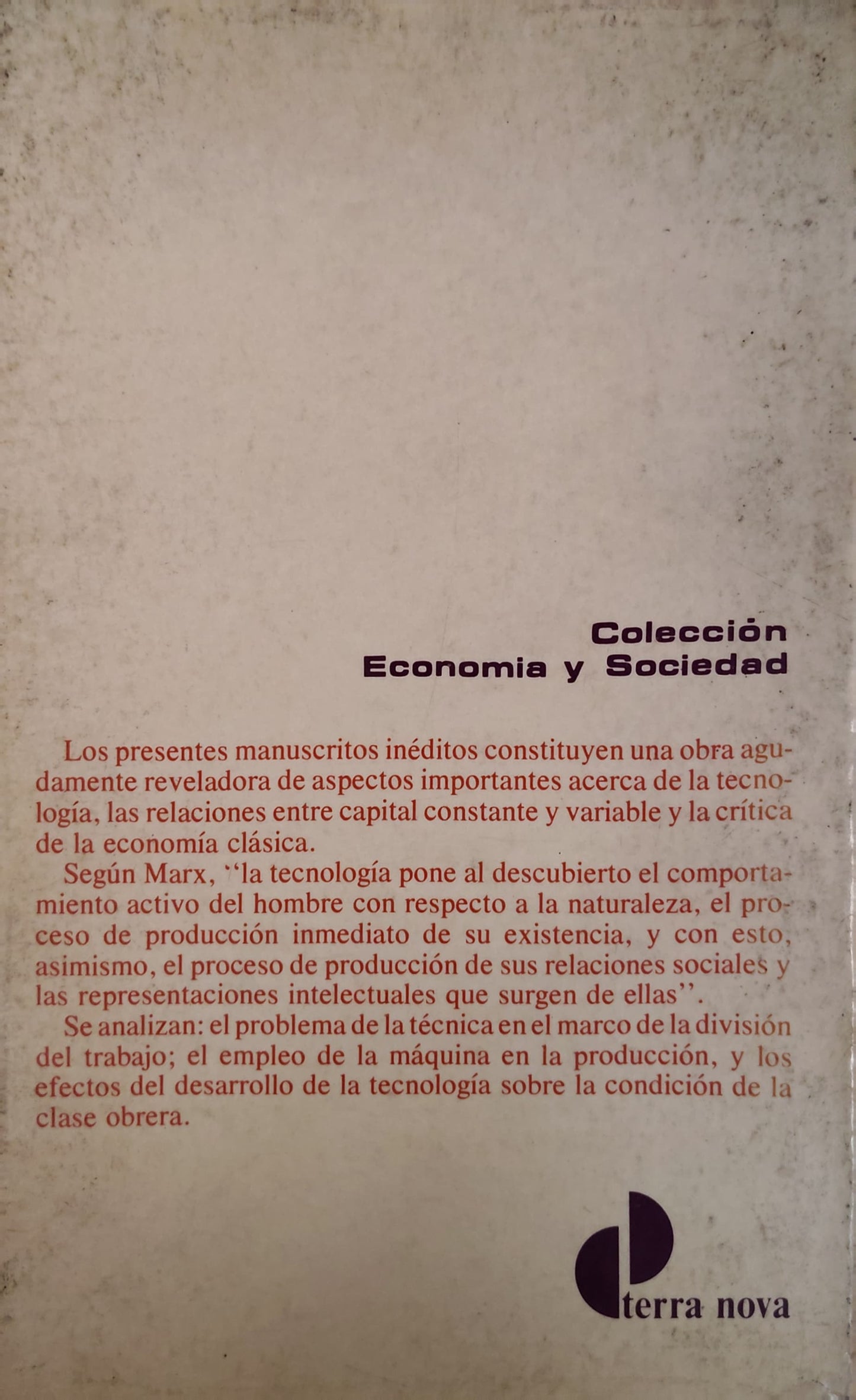 CAPITAL Y TECNOLOGÍA manuscritos inéditos (1861-1863)