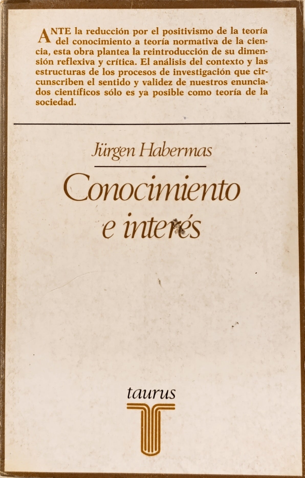 CONOCIMIENTO E INTERES/ JURGEN HABERMAS