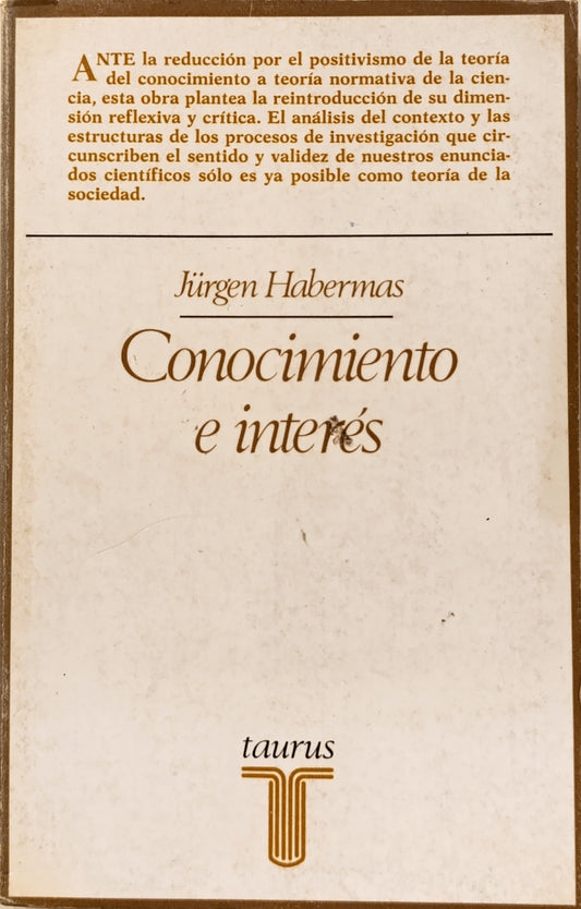 CONOCIMIENTO E INTERES/ JURGEN HABERMAS