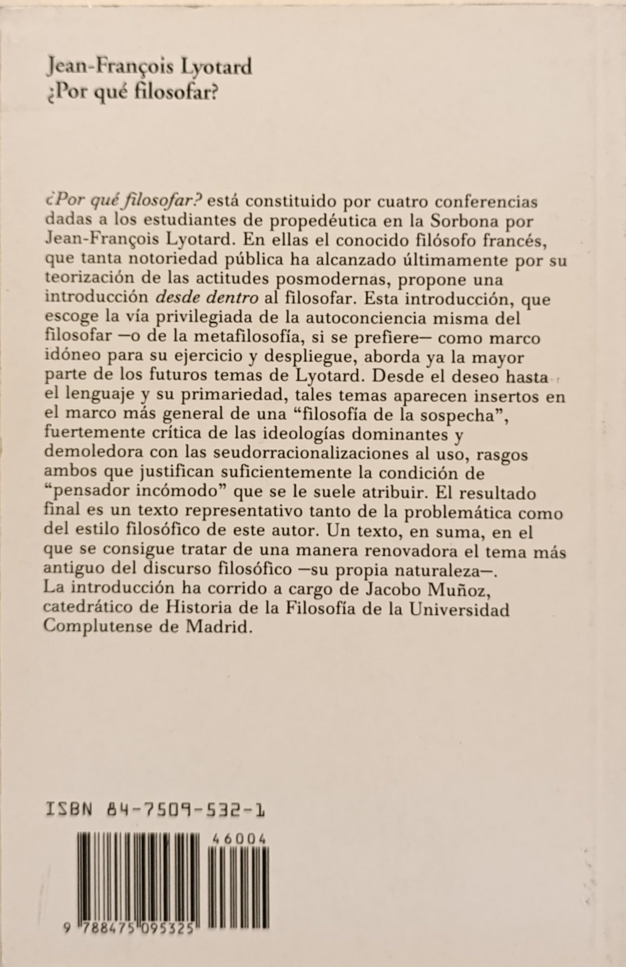 POR QUE FILOSOFAR( JEAN-FRANCOS LYOTARD