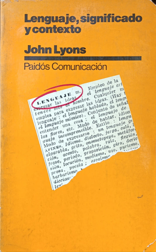 LENGUAJE SIGNIFICADO Y CONTEXTO/ JOHN LYONS